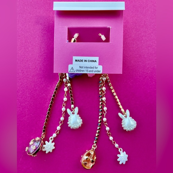 *SOLD on other platform* Betsey Johnson Easter SOMEBUNNYS BABY BOW EGG EARRINGS - Picture 6 of 9